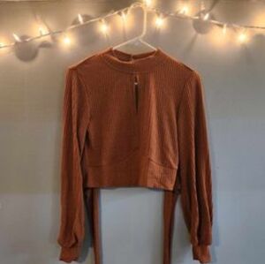 Turtle Neck Long Sleeve Crop Top